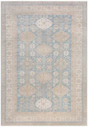 Pakistani-One of a Kind Caucasian Ice Blue/Oatmeal - 9' x 12' 7''