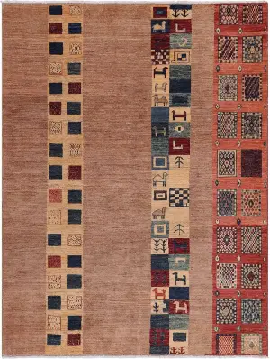 Pakistani-One of a Kind Gabbeh Brown/Multi - 5' x 6' 1''