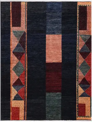 Pakistani-One of a Kind Gabbeh Navy/Multi - 4' 11'' x 6' 9''