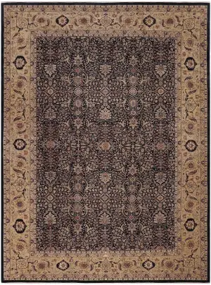 Pakistani-One of a Kind Hadji Jalili Tabriz Black/Gold - 10' x 14' 2''