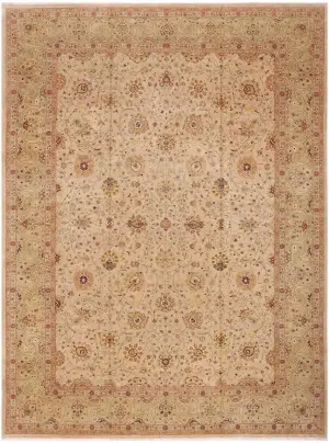 Pakistani-One of a Kind Hadji Jalili Tabriz Ivory - 10' x 13' 9''