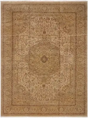 Pakistani-One of a Kind Haji Jalili Tabriz Ivory - 10' 11'' x 16' 2''