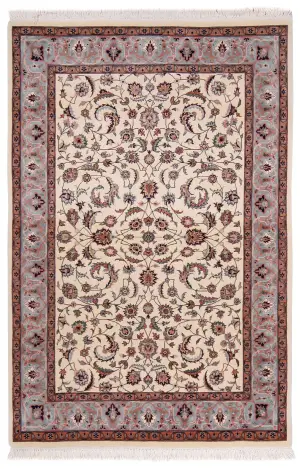 Pakistani-One of a Kind Kashan Grey - 4' 1'' x 6' 2''