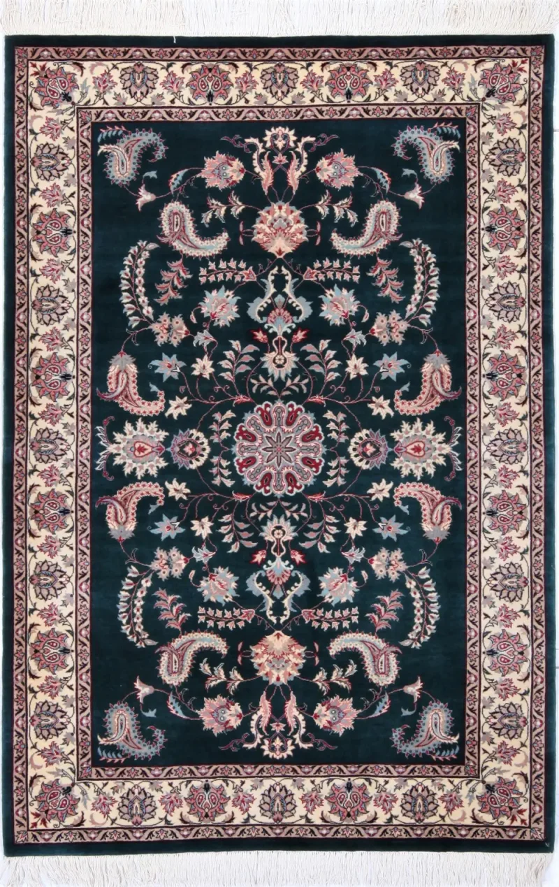 Pakistani-One of a Kind Kashan Teal  -  4' 1'' x  6' 