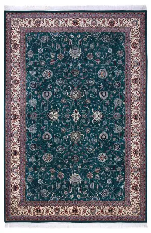 Pakistani-One of a Kind Kashan Ivory - 6' 1'' x 9' 1''