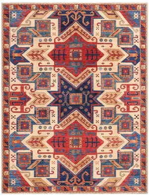 Pakistani-One of a Kind Kazak Ivory/Multi - 9' x 11' 9''