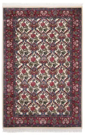 Pakistani-One of a Kind Lavar Kerman Rose - 4' 7'' x 7'