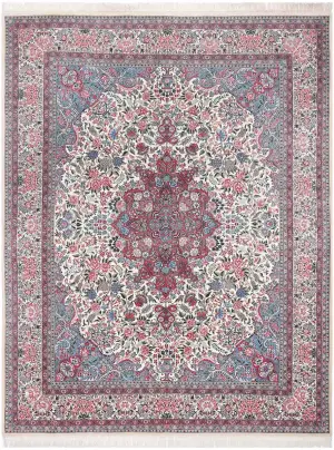 Pakistani-One of a Kind Lavar Kerman Ivory/Blue - 9' x 12' 3''