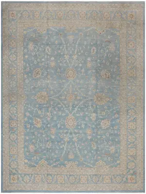 Pakistani-One of a Kind Mahal Slate Blue/Beige - 11' 11'' x 14' 11''