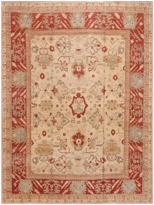 Pakistani-One of a Kind Oushak Beige/Rust - 11' 8'' x 14' 1''