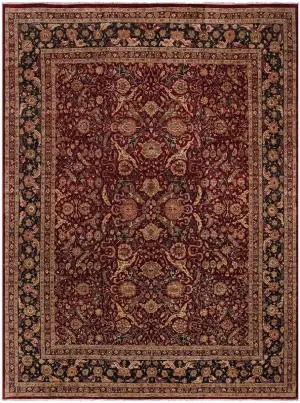 Pakistani-One of a Kind Tabriz Red/Black - 11' 7'' x 14' 11''