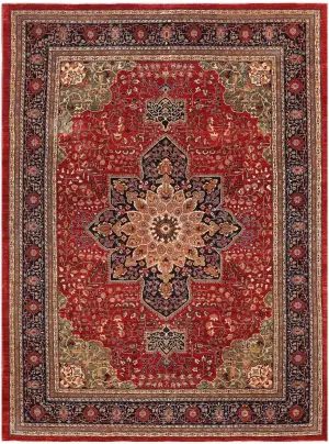 Pakistani-One of a Kind Sarouk Farahan Red/Navy - 10' x 14' 3''