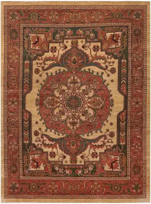 Pakistani-One of a Kind Serapi Ivory/Rust - 8' 10'' x 11' 5''
