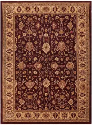 Pakistani-One of a Kind Sultanabad Burgundy/Beige - 9' 9'' x 13'