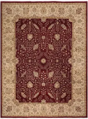 Pakistani-One of a Kind Tabriz Burgundy/Ivory - 11' 11'' x 15' 1''