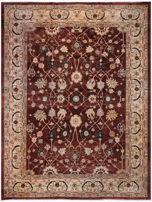 Pakistani-One of a Kind Tabriz Wine - 12' x 15' 9''