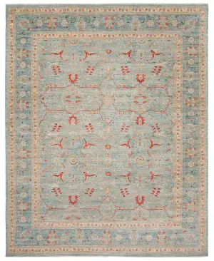 Pakistani-One of a Kind Tabriz Light Blue - 9' 1'' x 11' 8''
