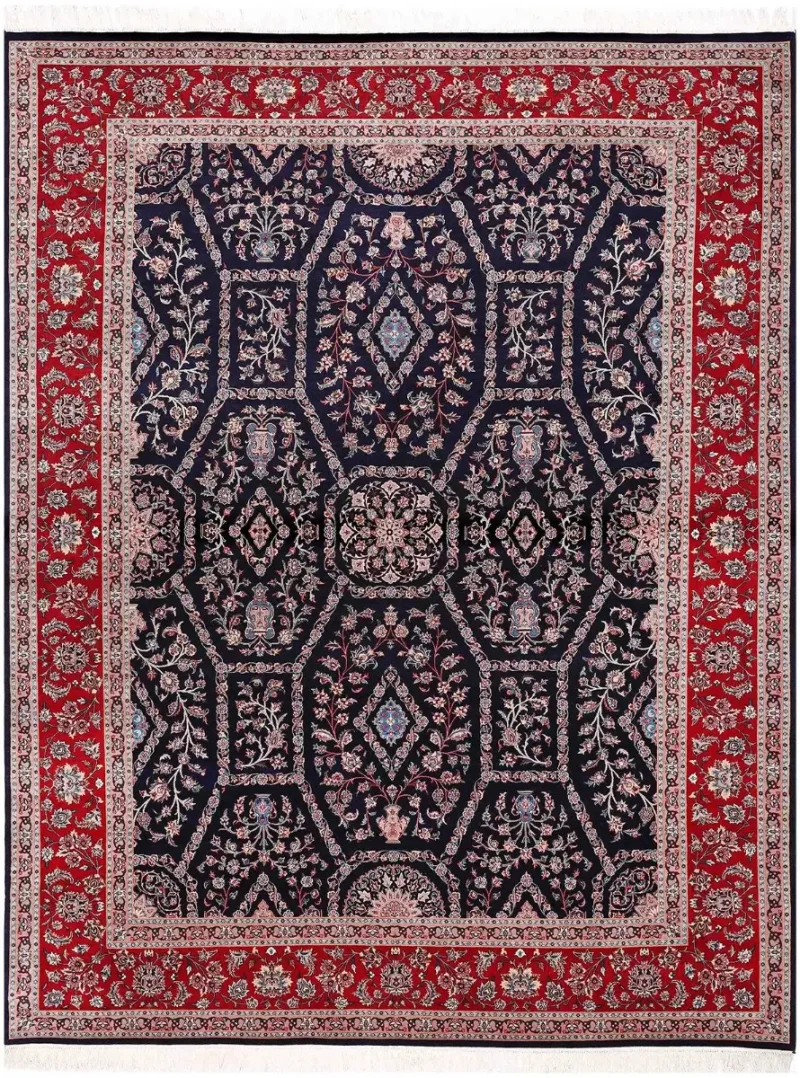 Pakistani-One of a Kind Tabriz Navy/Red  -  9' 2'' x  12' 3''