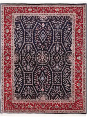 Pakistani-One of a Kind Tabriz Navy/Red - 9' 2'' x 12' 3''