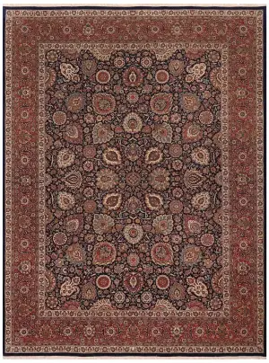 Pakistani-One of a Kind Tabriz Navy/Rust - 9' 1'' x 11' 9''