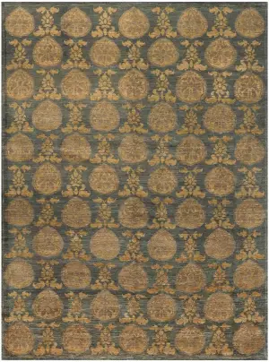 Pakistani-One of a Kind Transitional Green - 9' 1'' x 11' 10''