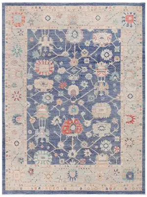Pakistani Oushak Oushak Blue/Beige - 9' 11'' x 13' 1''