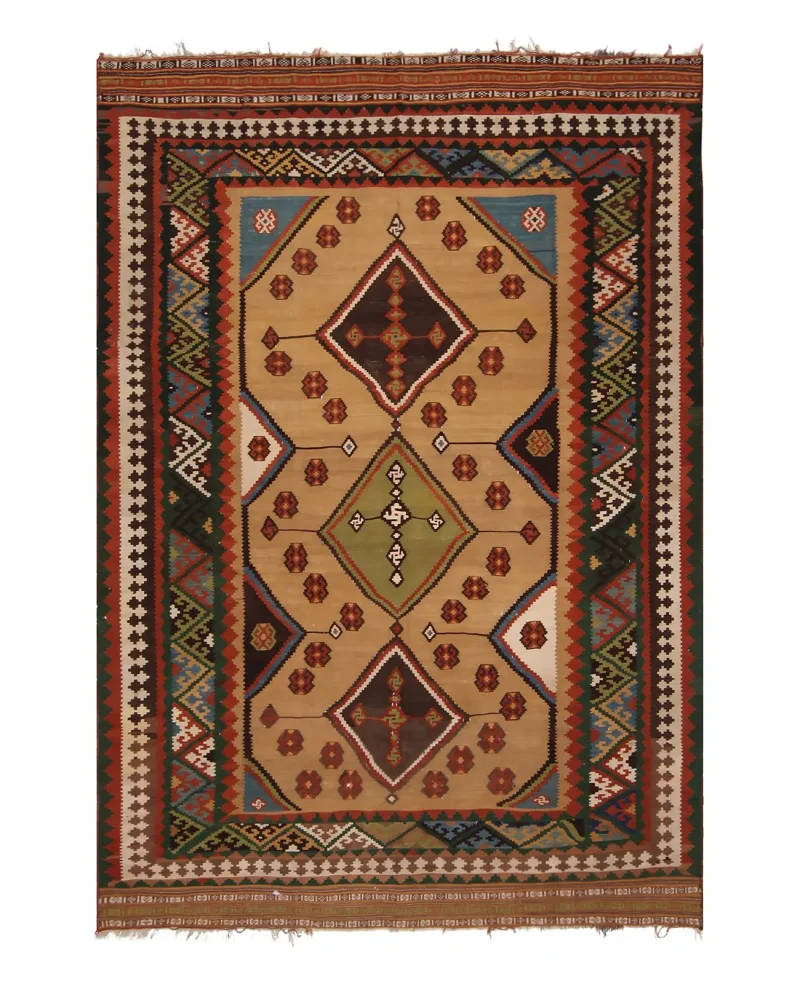 Persian Kilim Geometric Gold/Multi  -  5' 6'' x  10' 