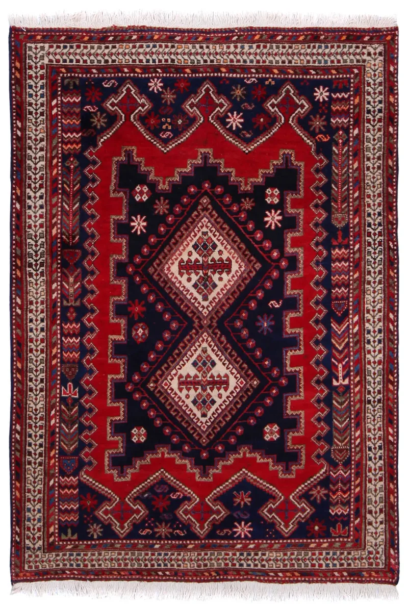 Persian-One of a Kind Afshar Navy/Red  -  4' 5'' x  5' 10''