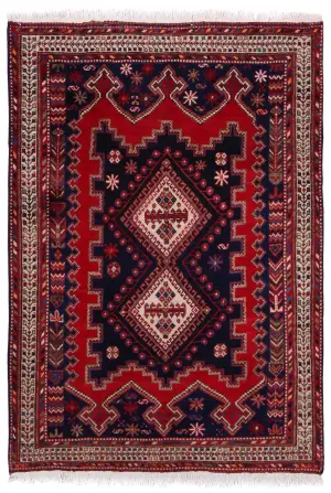 Persian-One of a Kind Afshar Navy/Red - 4' 5'' x 5' 10''