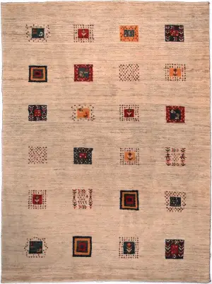 Persian-One of a Kind Gabbeh Beige - 5' 6'' x 7' 9''
