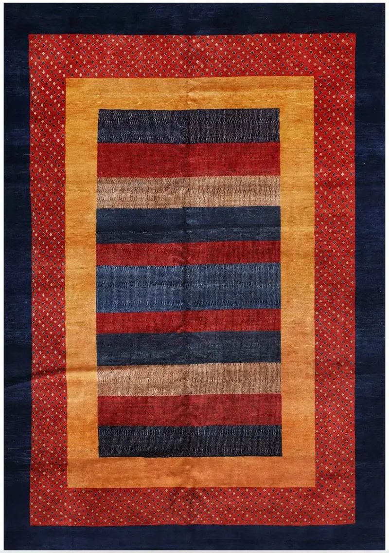 Persian-One of a Kind Gabbeh Blue/Rust  -  7' 11'' x  11' 4''