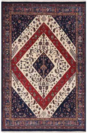 Persian-One of a Kind Ghashghai Beige/Navy - 4' 7'' x 7'