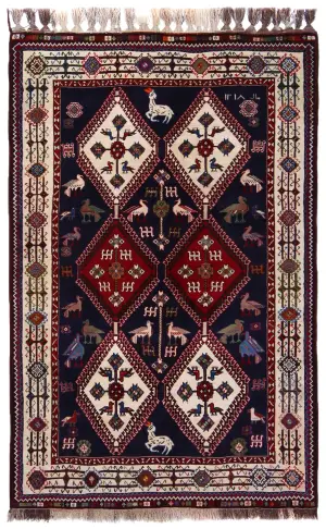 Persian-One of a Kind Ghashghai Ivory - 5' 1'' x 8'