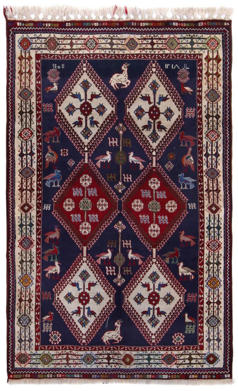 Persian-One of a Kind Ghashghai Ivory  -  5' 1'' x  8' 