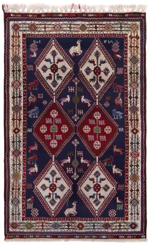 Persian-One of a Kind Ghashghai Ivory - 5' 1'' x 8'