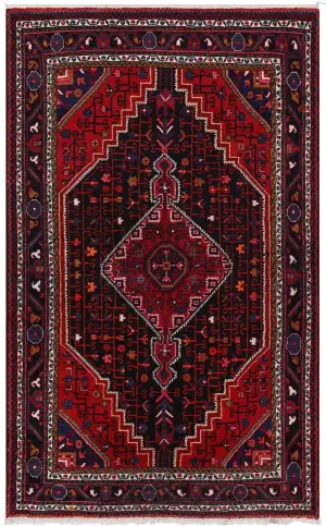 Persian-One of a Kind Hamedan Black/Red - 4' 11'' x 8'