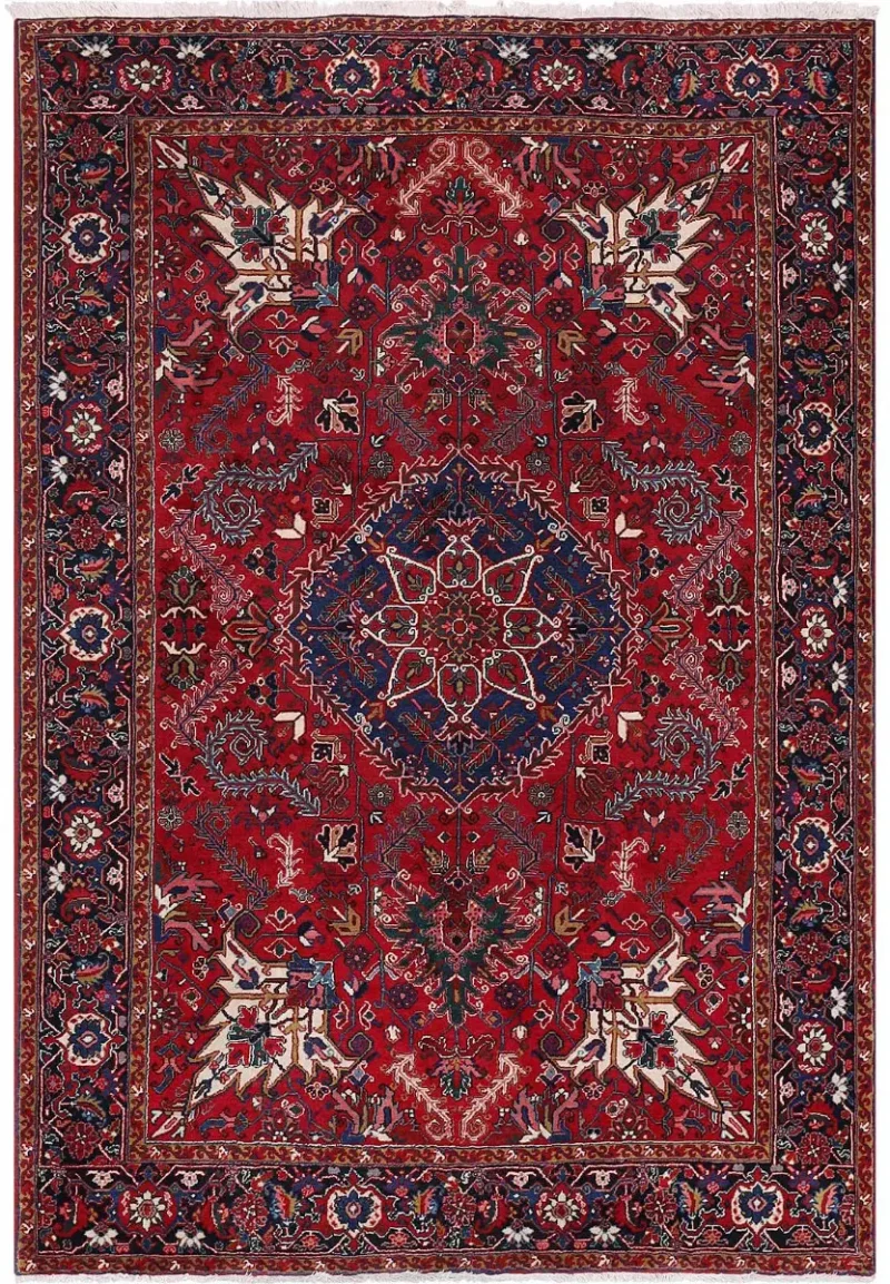Persian-One of a Kind Heriz Red/Navy  -  8'  x  11' 7''