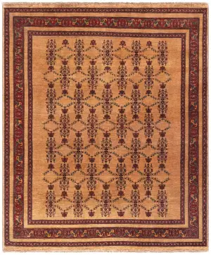 Persian-One of a Kind Kashkuli Gold/Maroon - 6' 8'' x 8'