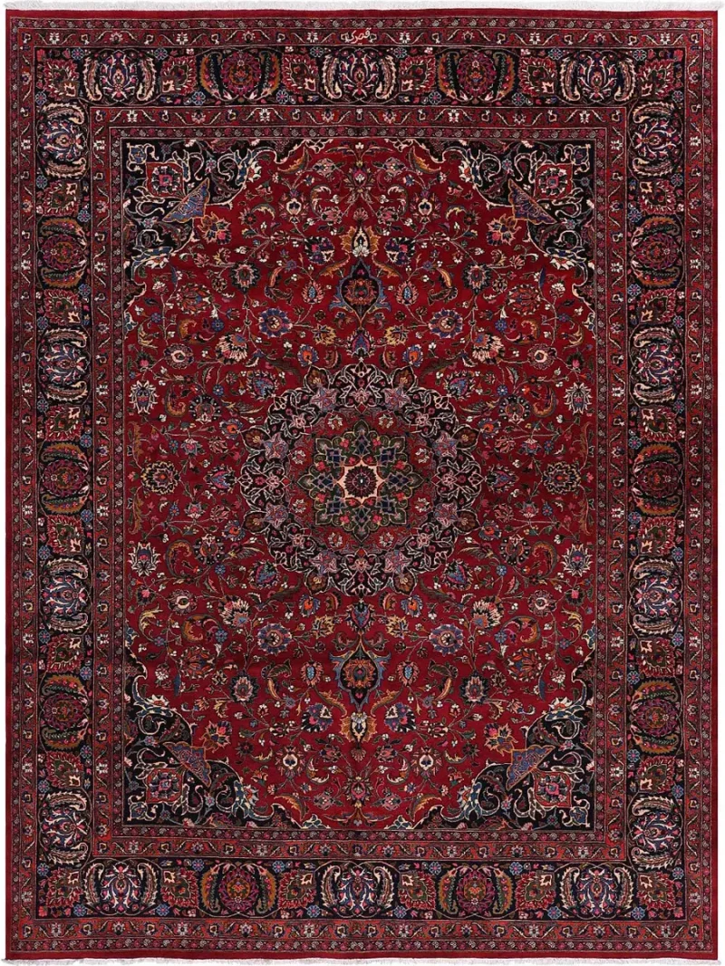 Persian-One of a Kind Mashad Red/Navy  -  9' 7'' x  13' 