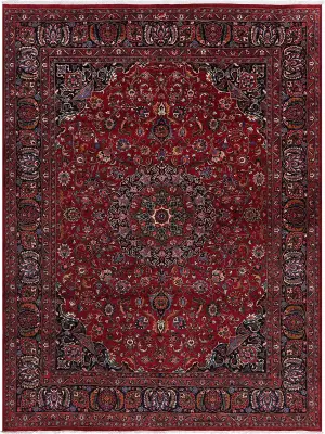 Persian-One of a Kind Mashad Red/Navy - 9' 7'' x 13'