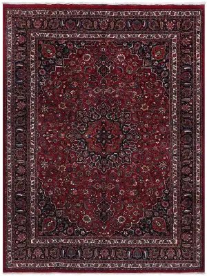 Persian-One of a Kind Mashad Red/Navy - 9' 11'' x 12' 5''