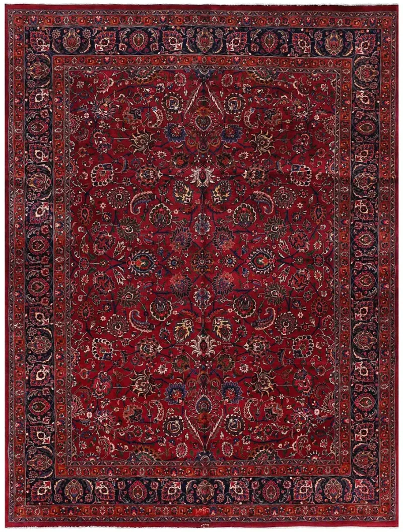 Persian-One of a Kind Mashad Red/Navy  -  9' 9'' x  12' 7''