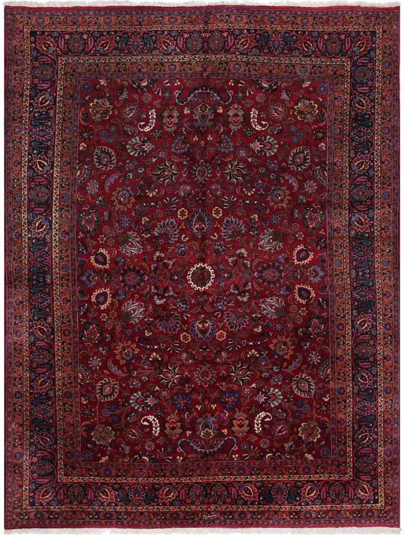 Persian-One of a Kind Mashad Red/Navy  -  9' 11'' x  13' 6''