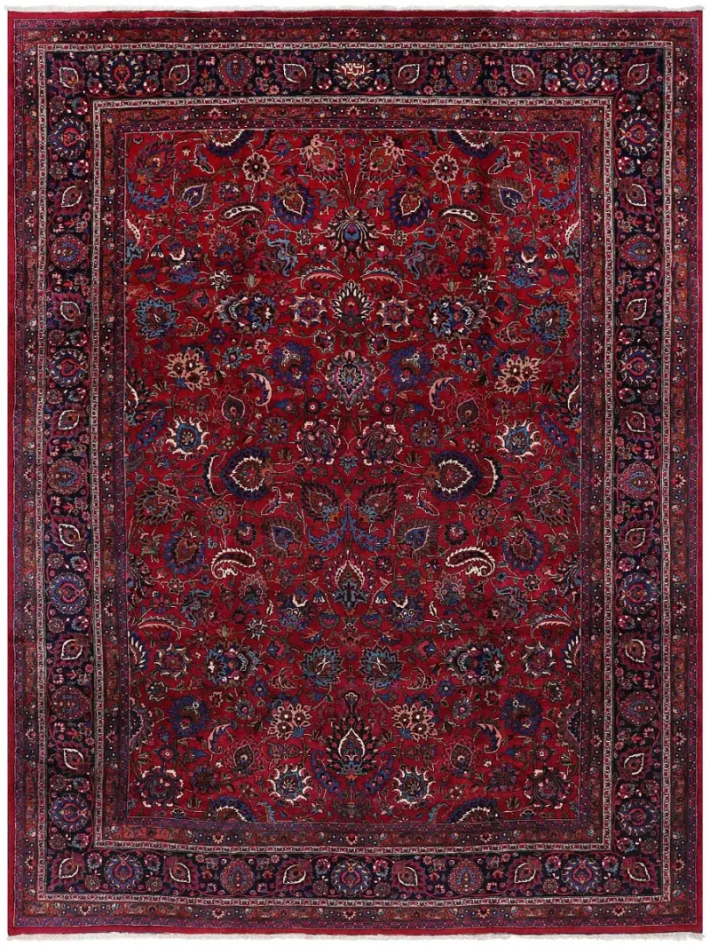 Persian-One of a Kind Mashad Red/Navy  -  11'  x  16' 4''