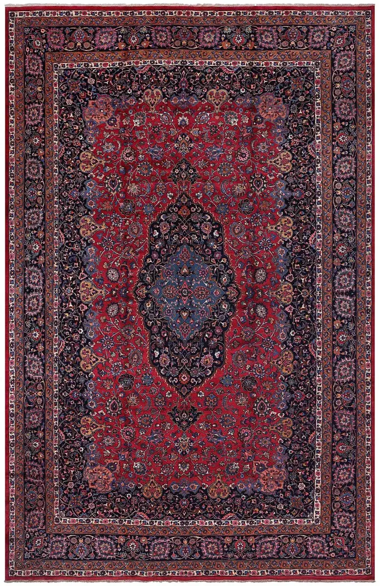 Persian-One of a Kind Mashad Red/Navy  -  12' 8'' x  19' 2''