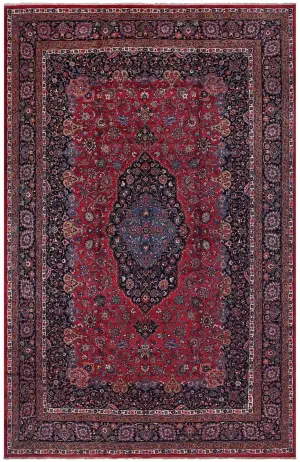 Persian-One of a Kind Mashad Red/Navy - 12' 8'' x 19' 2''