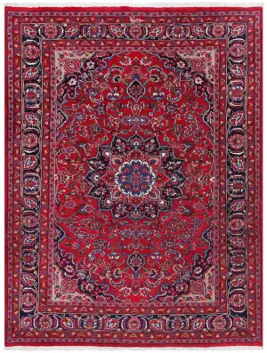 Persian-One of a Kind Mashad Red/Navy - 6' 6'' x 9' 8''