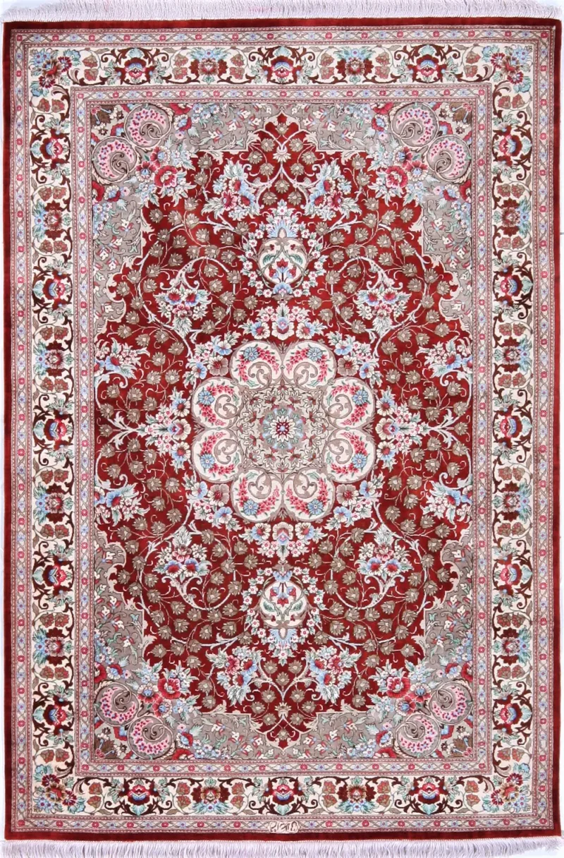 Persian-One of a Kind Qum Red  -  3'  x  5' 