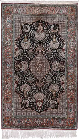 Persian-One of a Kind Qum Navy/Red - 4' 6'' x 7' 4''