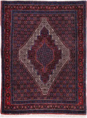 Persian-One of a Kind Senneh Navy - 4' x 5' 3''